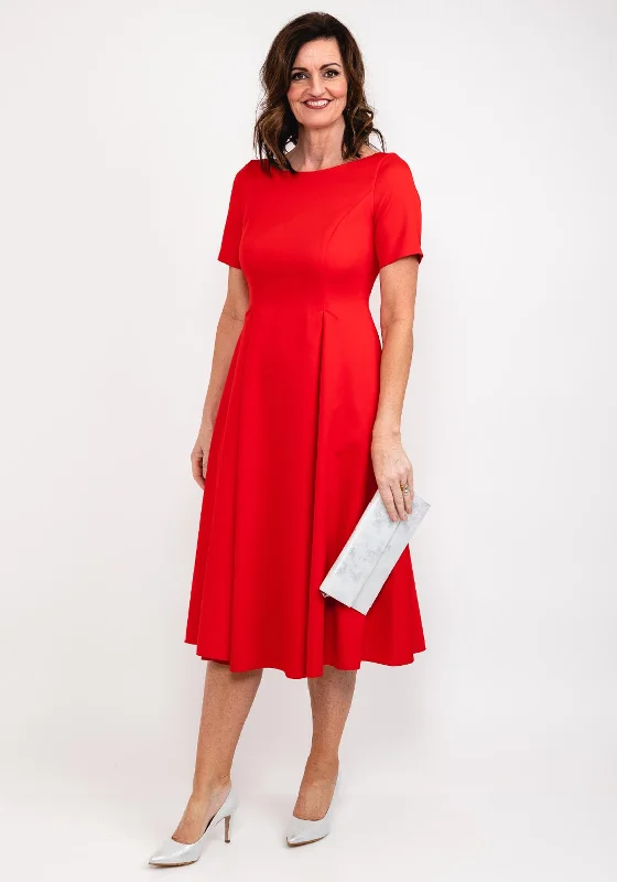 Mega Sale Coco Doll Cade Box Pleat Midi Dress, Red