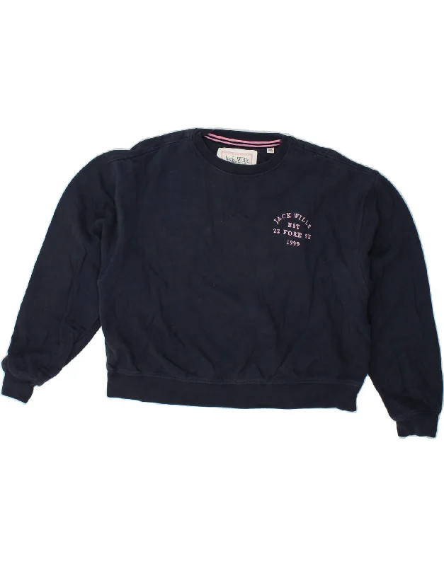 JACK WILLS Womens Oversized Crop Sweatshirt Jumper UK 14 Large  Navy Blue