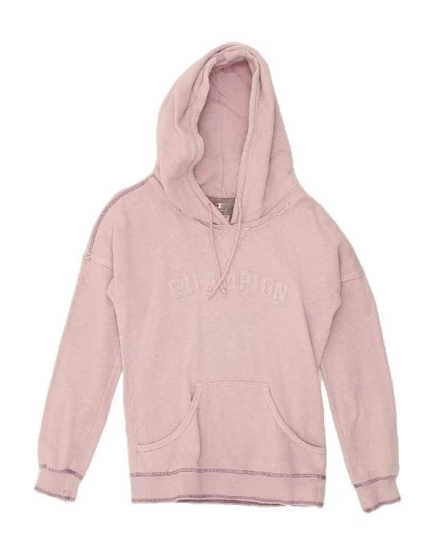 Savings Event CHAMPION Womens Graphic Hoodie Jumper UK 10 Small Pink Cotton