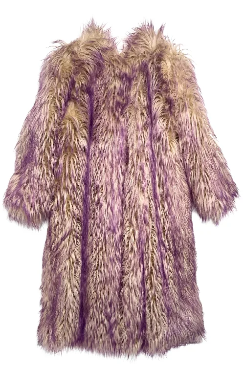 Value Deals Faux Fur Coat with Contrast Colored Tips