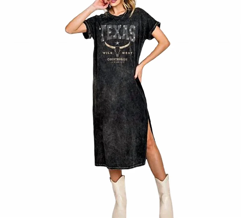 Epic Deals Texas Rhinestone T-Shirt Dress In Black
