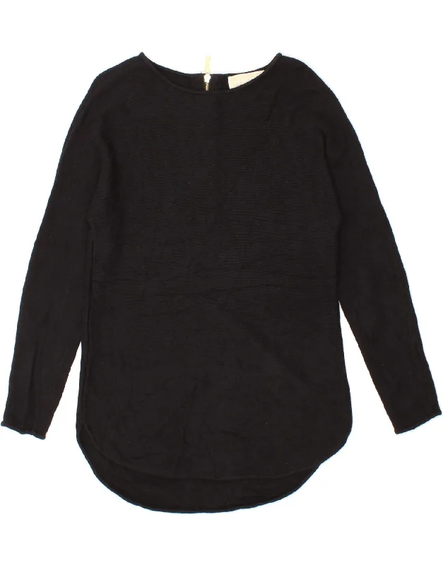 Stock Clearance MICHAEL KORS Womens Longline Boat Neck Jumper Sweater UK 10 Small Black