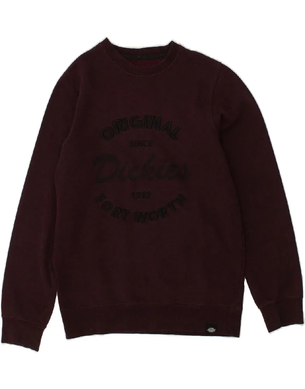 DICKIES Womens Graphic Sweatshirt Jumper UK 6 XS Burgundy Cotton