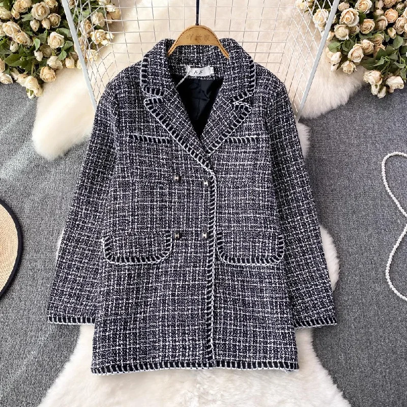 Price Reduction Plaid Women Korean Style Coat    S4016