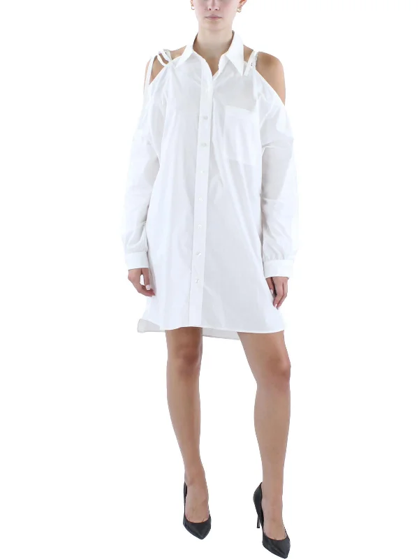 Doorbuster Deal Womens Embellished Logo Shirtdress