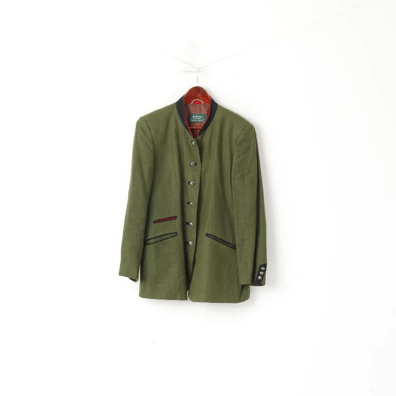 Doorbuster Deal H. Moser Women 44 L Jacket Green Linen Traditional Salzburg Austria Blazer