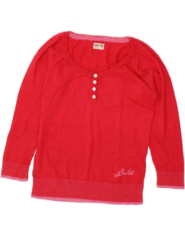 Special Discount LEVI'S Womens Boat Neck Jumper Sweater UK 14 Large Red