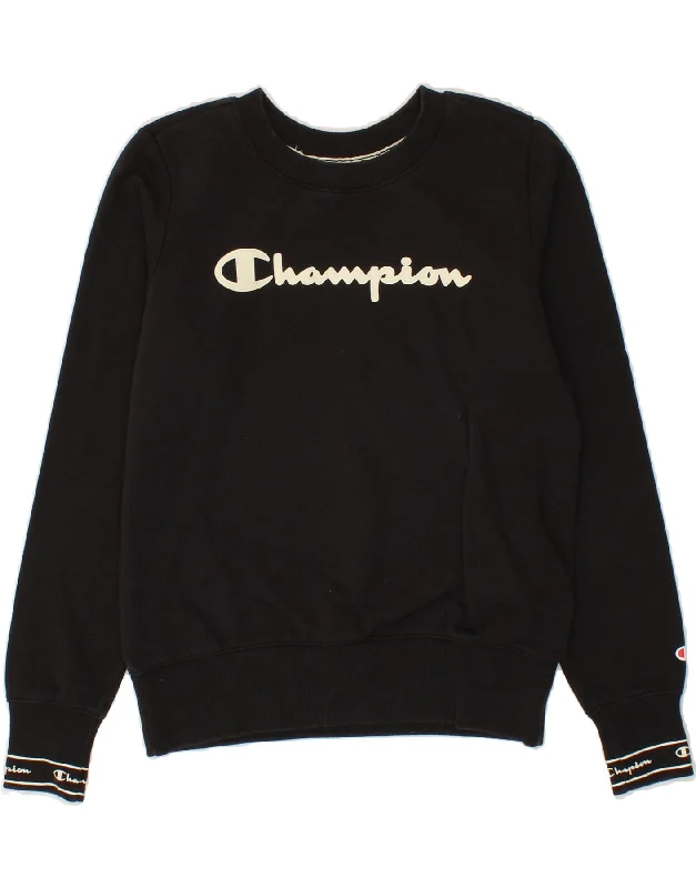 CHAMPION Womens Graphic Sweatshirt Jumper UK 10 Small Black Cotton