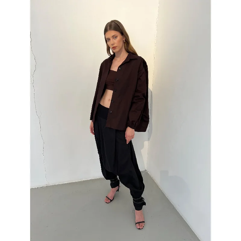 Time-Limited Offer Brown Gabardine Bubble Back Jacket