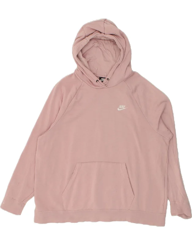 Flash Deals NIKE Womens Oversized Hoodie Jumper UK 20 2XL Pink Cotton