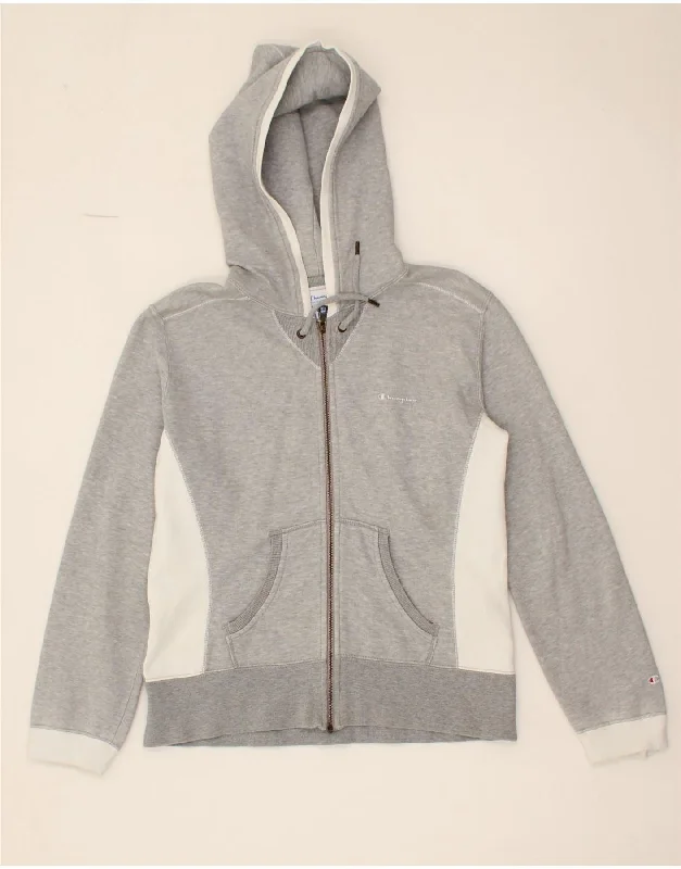 Today Only CHAMPION Womens Zip Hoodie Sweater UK 14 Medium Grey Colourblock Cotton