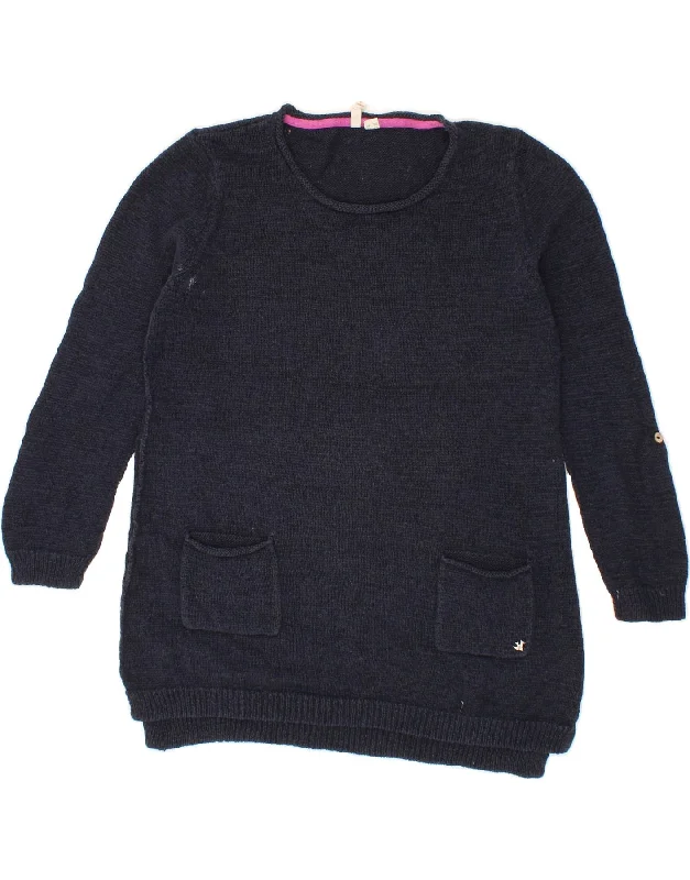 WHITE STUFF Womens Crew Neck Jumper Sweater UK 12 Medium Navy Blue Linen