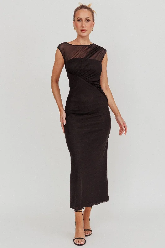 Special Price Passion Mesh Sleeveless Maxi Dress Black