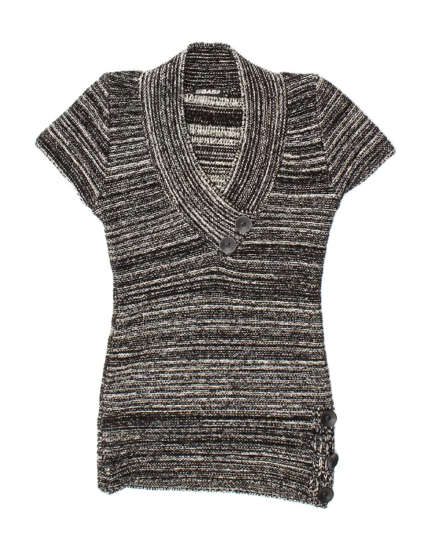New Markdowns GAS Womens Short Sleeve V-Neck Jumper Sweater UK 10 Small Black Flecked New Markdowns GAS Womens Short Sleeve V-Neck Jumper Sweater UK 10 Small Black Flecked