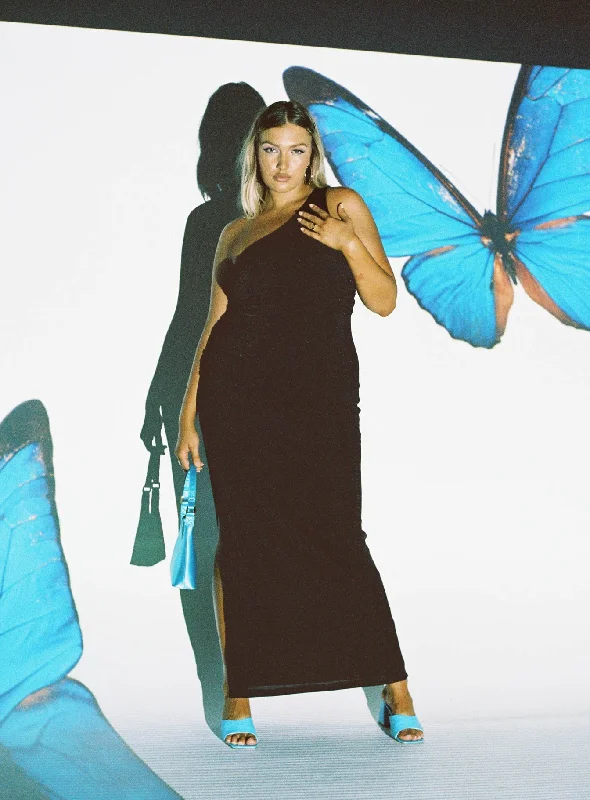 Act Fast Aligned Maxi Dress Black