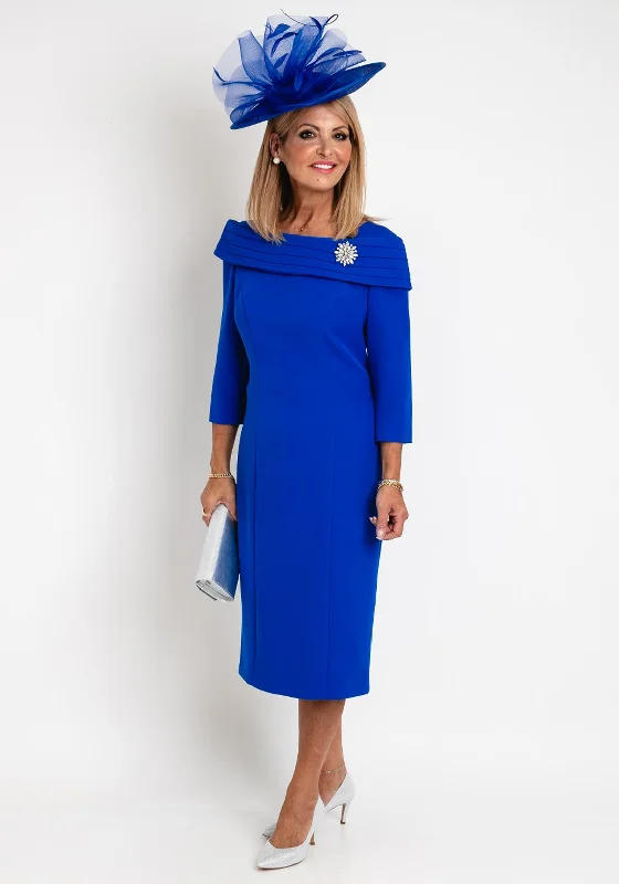 Cassandra Bardot Neckline Pencil Midi Dress, Royal Blue