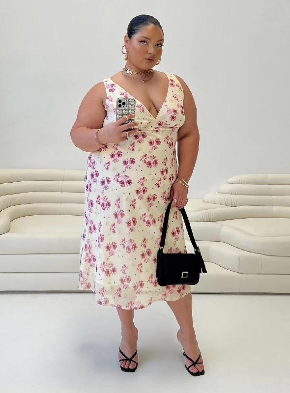 Seasonal Clearance Nellie Midi Dress Yellow Floral Curve