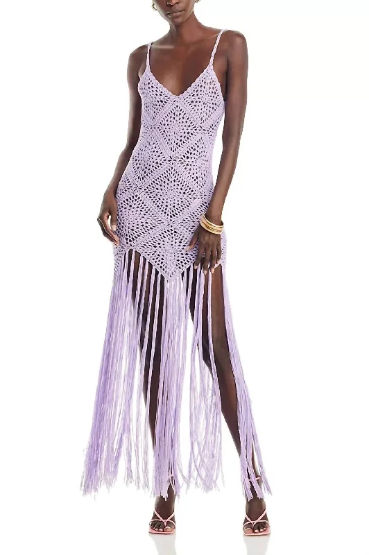 Can't Miss Wandering Crochet Dress In Lavender