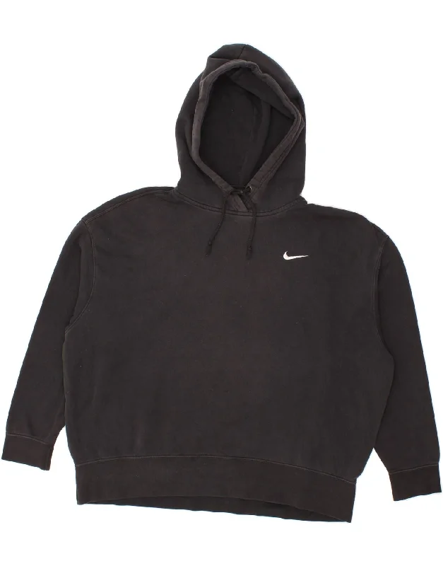 NIKE Womens Oversized Hoodie Jumper UK 18 XL Black Cotton