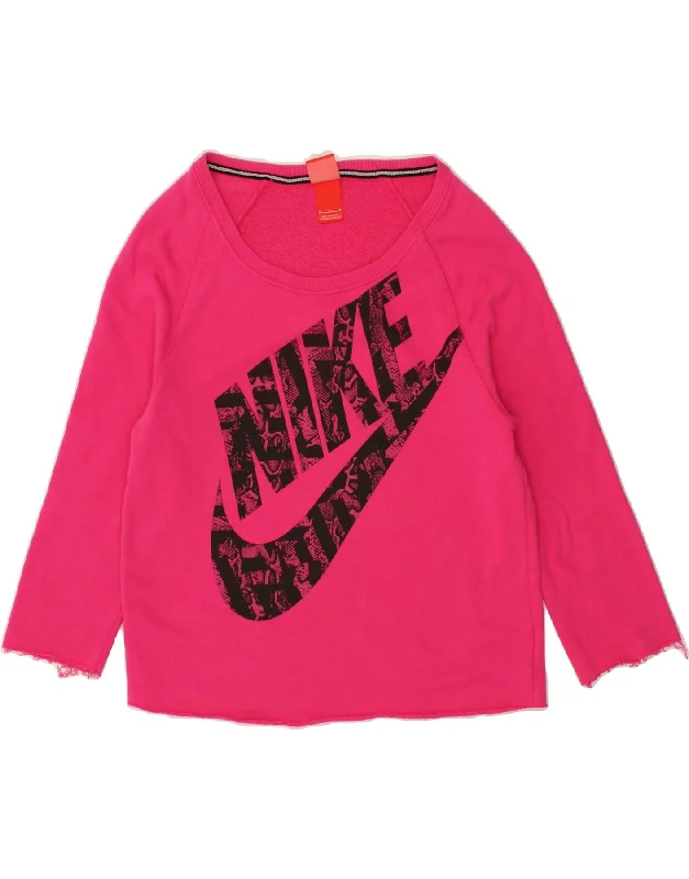 Seasonal Clearance NIKE Womens Graphic Sweatshirt Jumper UK 14 Medium Pink