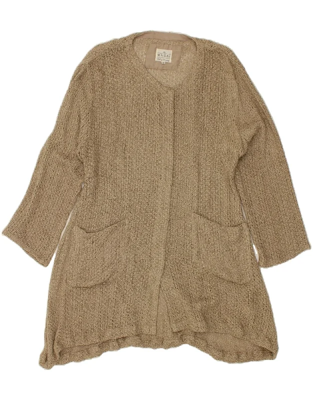Time-Limited Offer VINTAGE Womens Longline Cardigan Sweater UK 20 2XL Beige Viscose