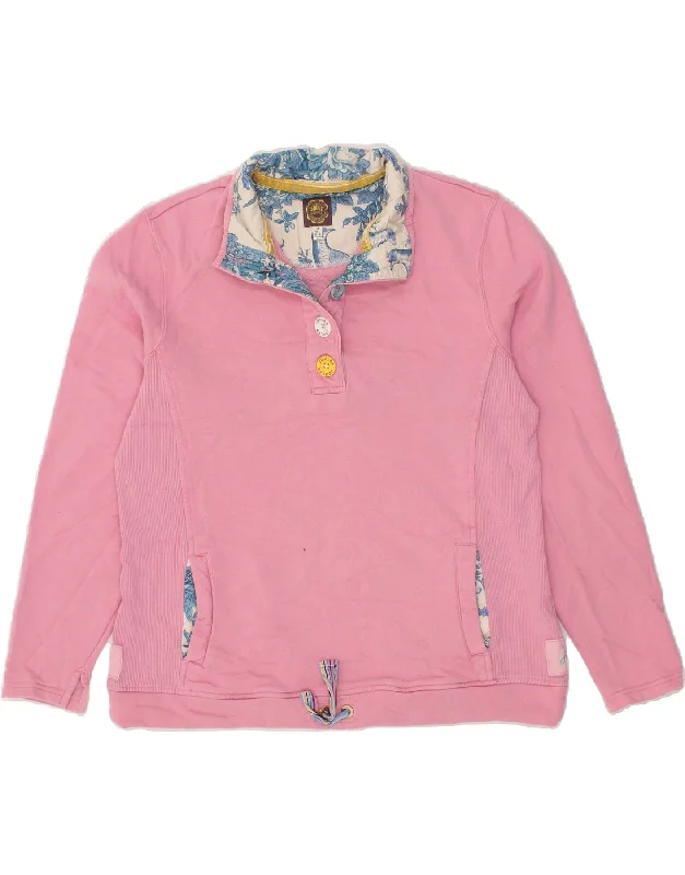 Markdown Madness JOULES Womens Button Neck Sweatshirt Jumper UK 14 Large Pink Cotton Markdown Madness JOULES Womens Button Neck Sweatshirt Jumper UK 14 Large Pink Cotton