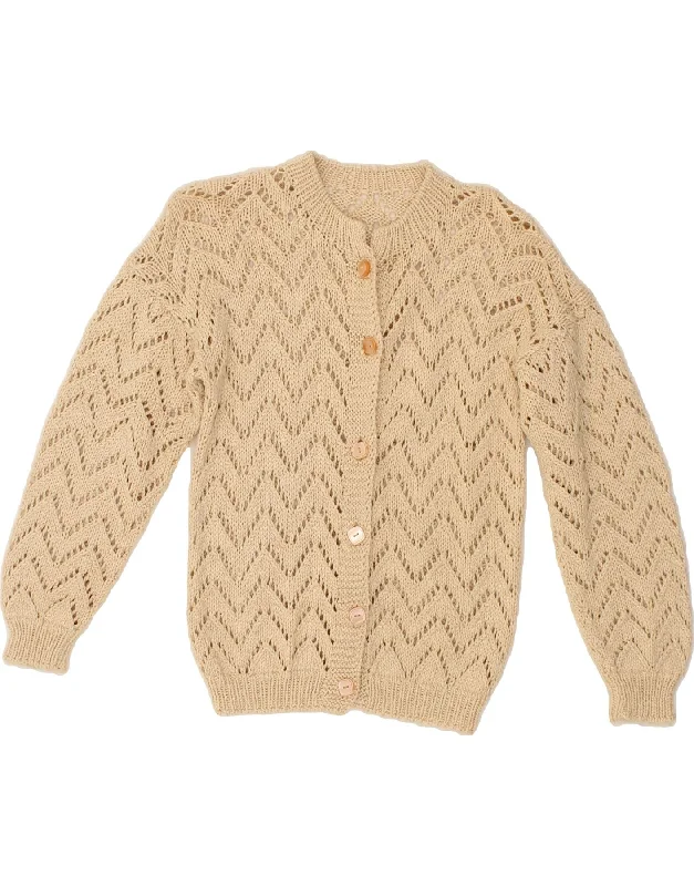 Closeout VINTAGE Womens Cardigan Sweater UK 12 Medium Beige