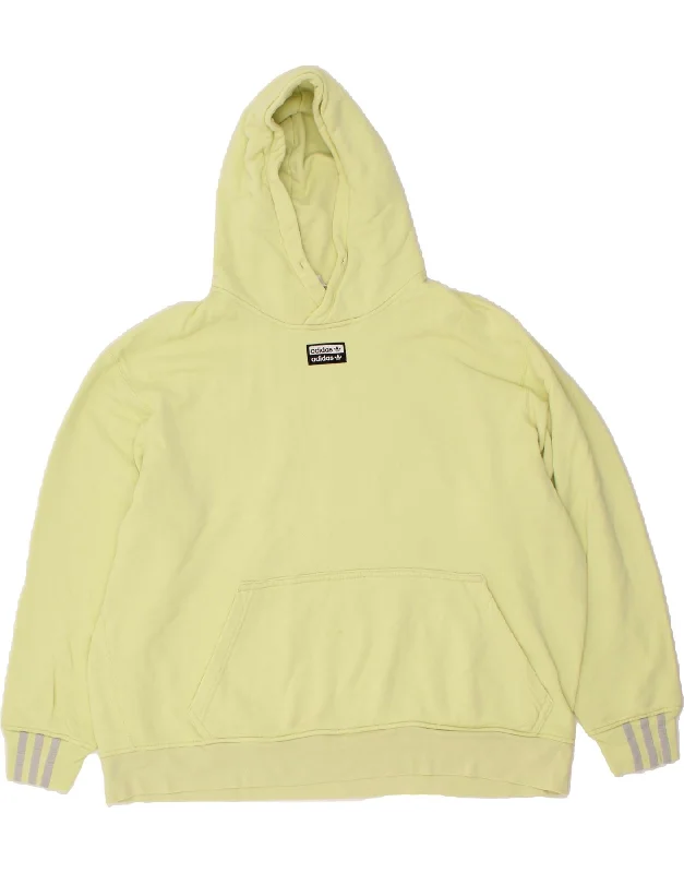 Buy Now ADIDAS Womens Oversized Graphic Hoodie Jumper UK 16 Large Yellow Cotton