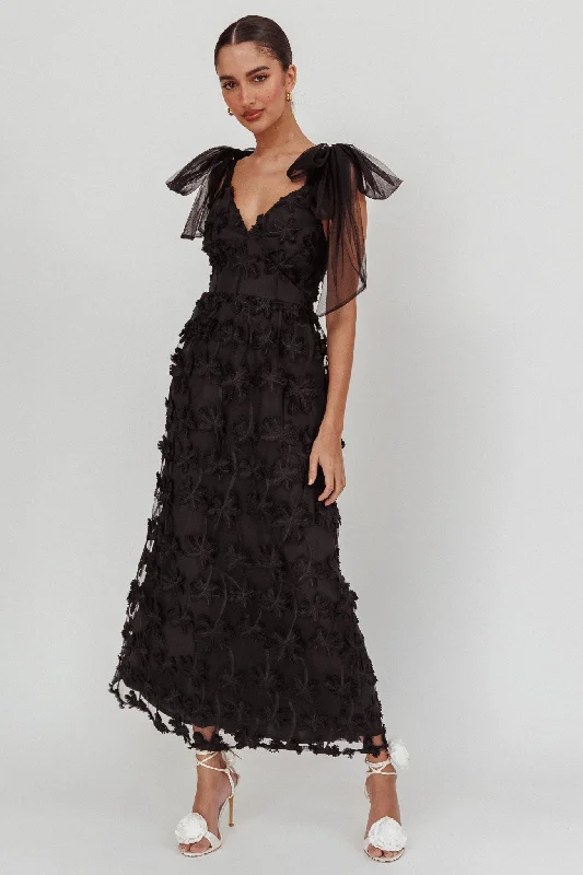 Bargain Prices Mykonos Morning Tied Shoulder Tree Maxi Dress Black