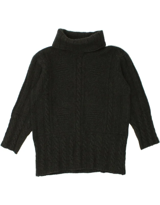 Season Finale Sale VINTAGE Womens Roll Neck Jumper Sweater UK 12 Medium Black Wool