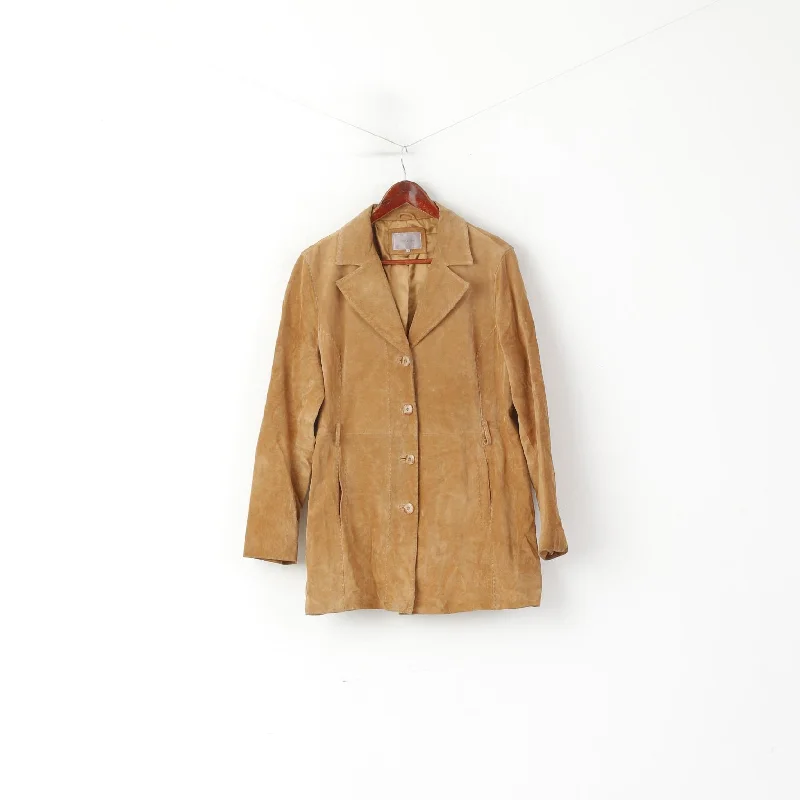 Deal Alert John Lewis Women 16 L Jacket Vintage Camel Suede Single Breasted Leather Coat