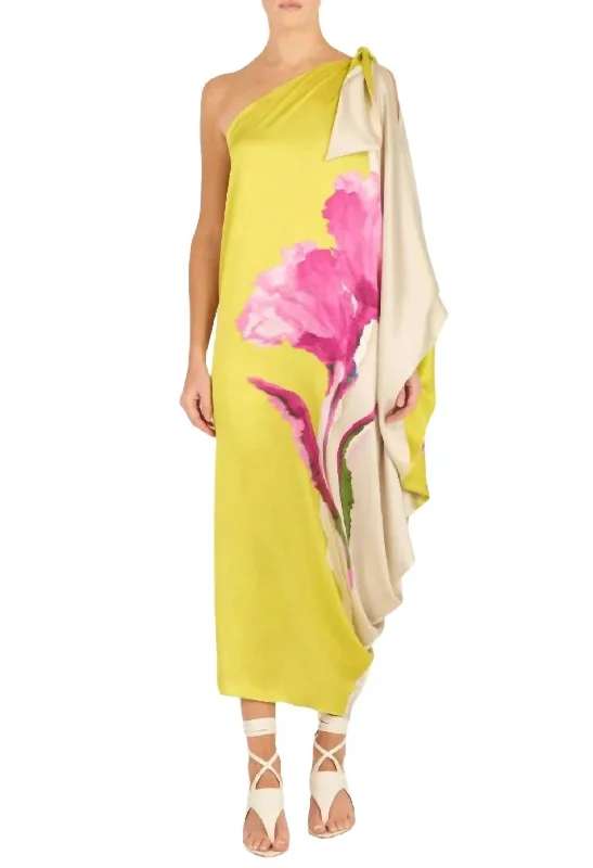 Extra Discounts Crema Tunic Dress In Chartreuse Beige Flower