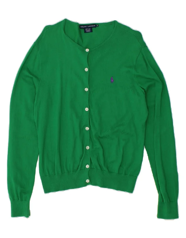 Final Sale RALPH LAUREN Womens Cardigan Sweater UK 18 XL Green Cotton