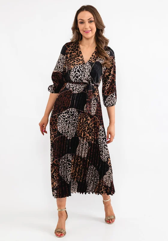 Price Blitz Seventy1 One Size Leopard Print Pleat Maxi Dress, Brown