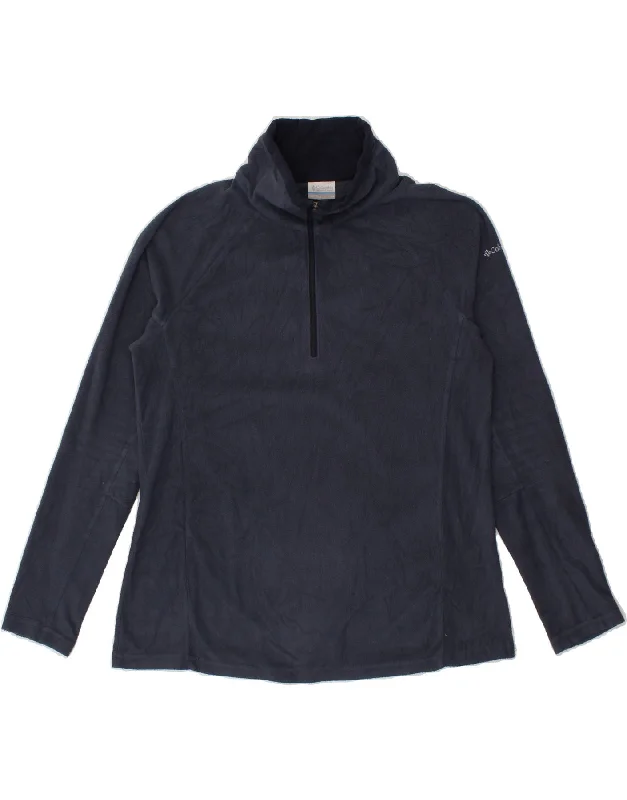 Best Bargains COLUMBIA Womens Zip Neck Fleece Jumper UK 18 XL Navy Blue Polyester
