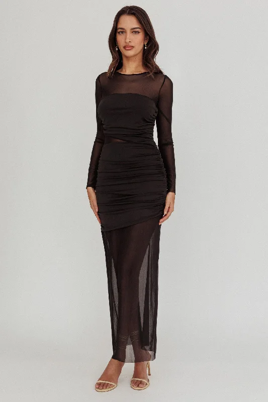 Instant Discount Harpa Mesh Maxi Dress Black