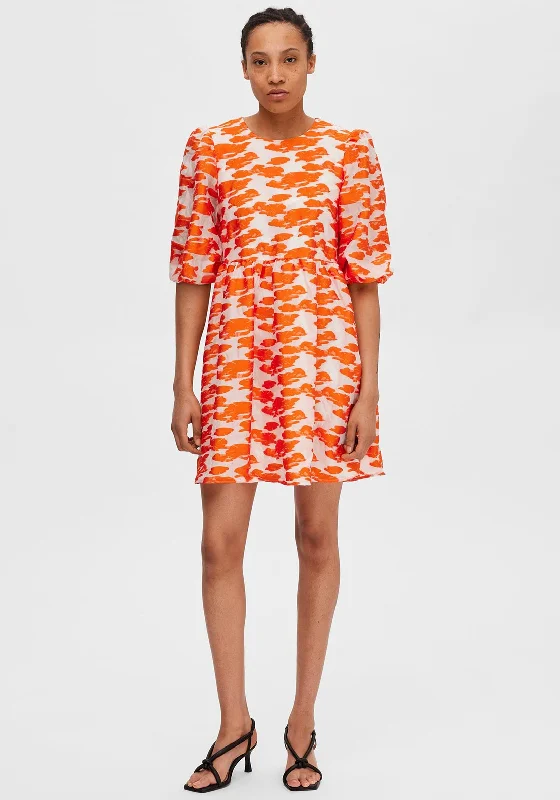Value Deals Selected Femme Abrielle Jacquard Mini Dress, Orangeade