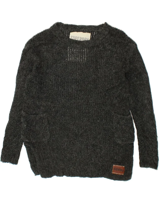 Steals and Deals SUPERDRY Womens Oversized Boat Neck Jumper Sweater UK 10 Small Grey Steals and Deals SUPERDRY Womens Oversized Boat Neck Jumper Sweater UK 10 Small Grey