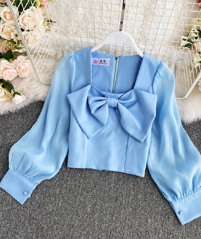 Discount Deals Cute Bow Top      S4393