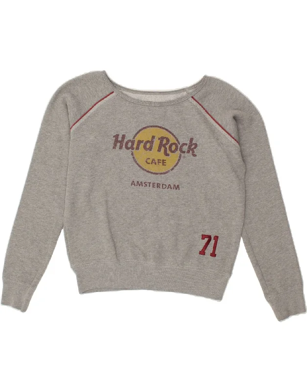 HARD ROCK CAFE Womens Amsterdam Sweatshirt Jumper UK 14 Medium Grey Cotton