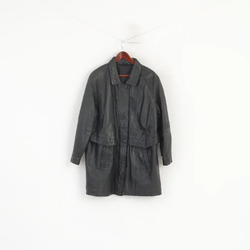 Deal of the Week Canada C&A Women 18 44 Leather Jacket Black Vintage Shoulder Pads Retro Coat