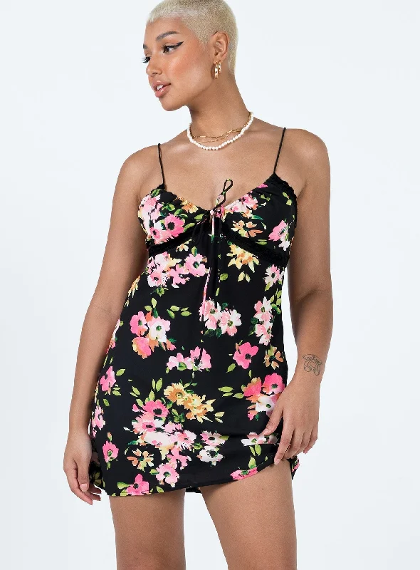 Savings Galore Emilee Mini Dress Black Floral
