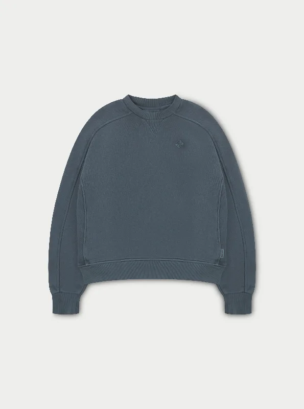 Act Now LAUNDERED CLASSICS SEAM DETAIL SWEATSHIRT - PETROL BLUE