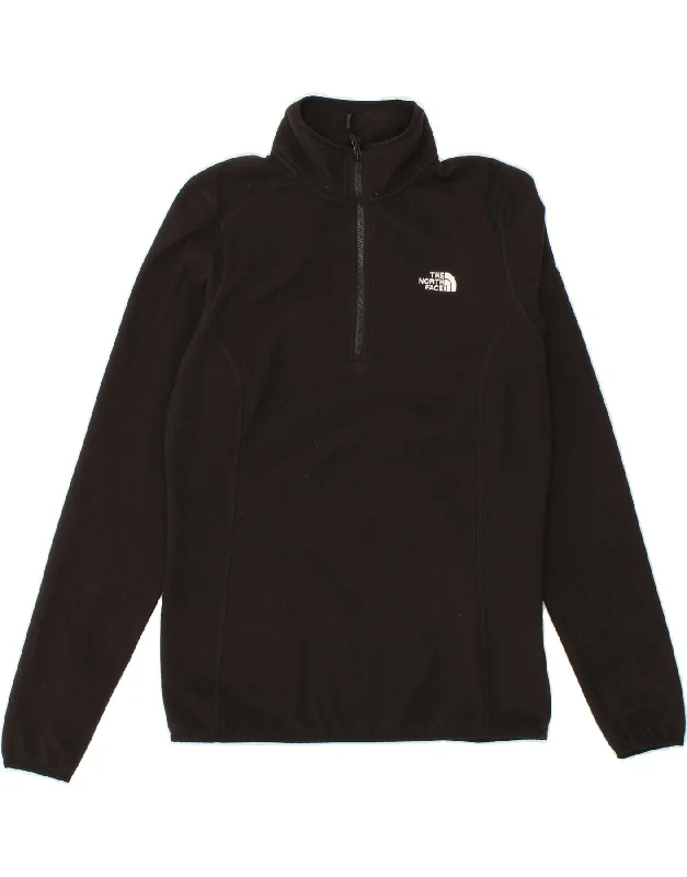 THE NORTH FACE Womens Zip Neck Fleece Jumper UK 14 Medium Black Polyester