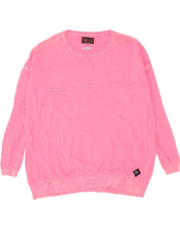 Special Buy SUPERDRY Womens Boat Neck Jumper Sweater UK 10 Small Pink Cotton