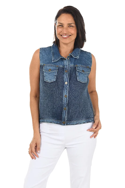 Price Fest Button-Front Denim Sweater Vest