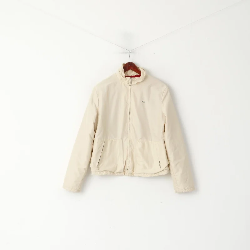 Mega Sale Lacoste Women 46 L Jacket Cream Shiny Vintage Fleece Lined Full Zipper Classic Top Mega Sale Lacoste Women 46 L Jacket Cream Shiny Vintage Fleece Lined Full Zipper Classic Top