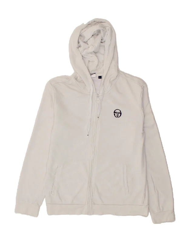 SERGIO TACCHINI Womens Zip Hoodie Sweater UK 16 Large White Cotton