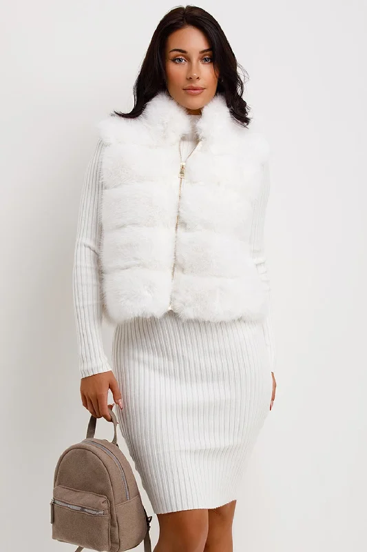 Daily Deals Faux Fur Gilet White