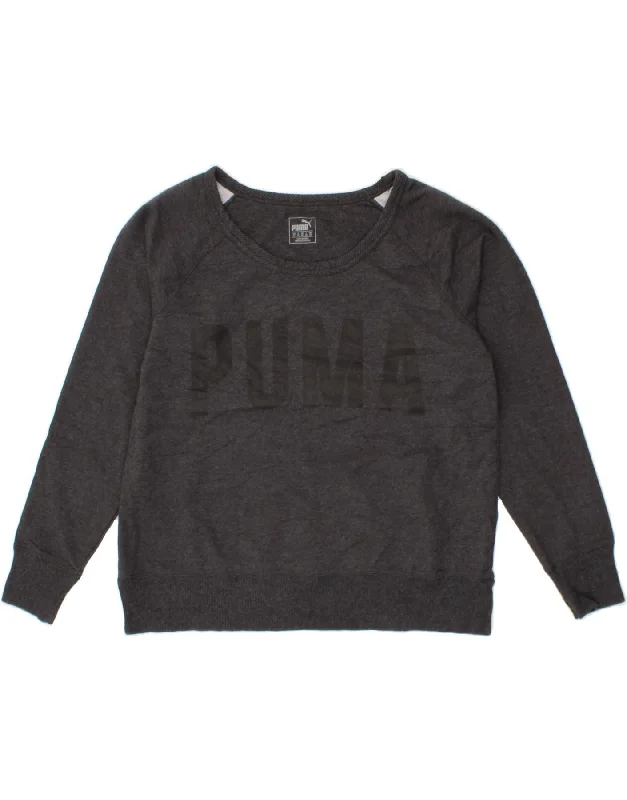 Deal of the Week PUMA Womens Graphic Sweatshirt Jumper UK 16 Large  Grey Cotton